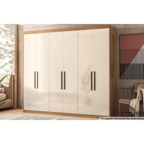 Guarda Roupa 6 Portas 2 Gavetas Venice Amêndola/Off White - Demóbile