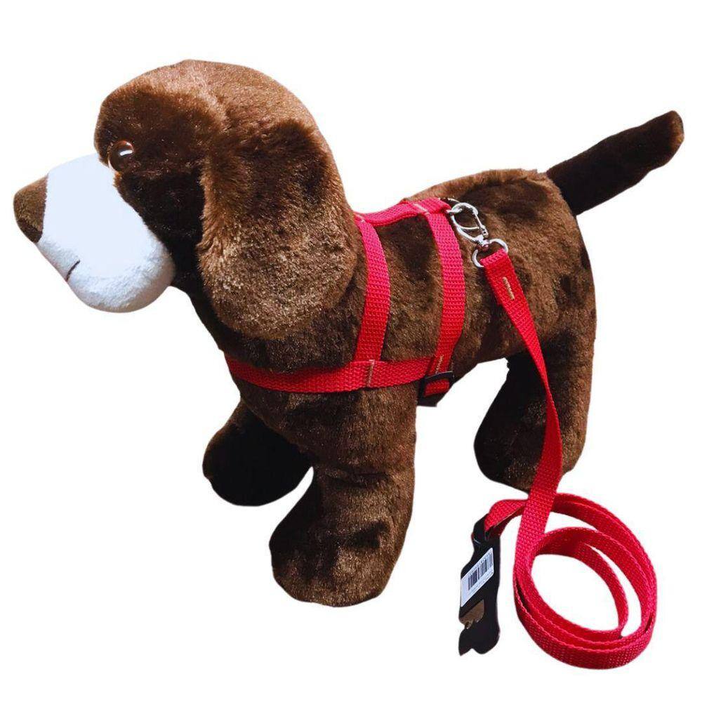 Coleira Peitoral Nylon Vermelho p/ Cachorro Pequeno 15mm