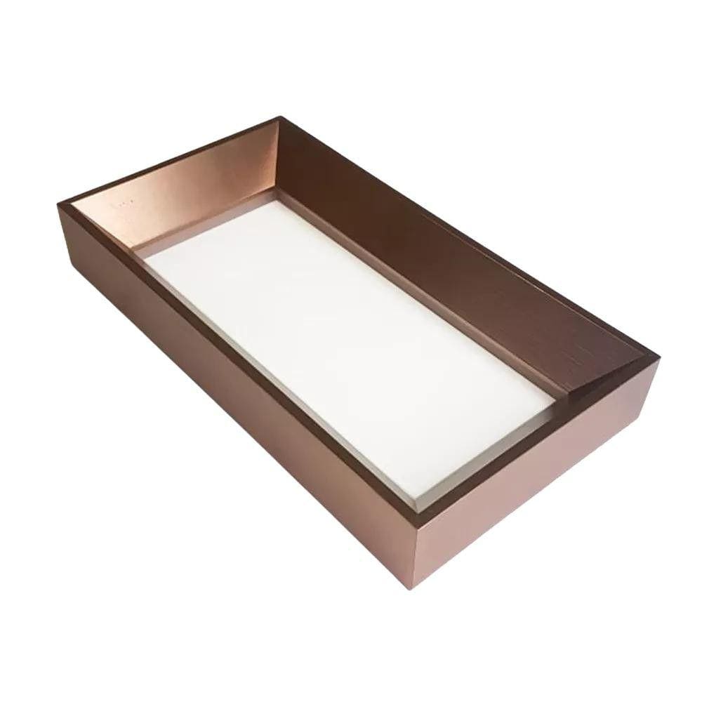 Bandeja Espelhada Rosê Gold 33X18Cm Mesa Sala