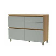 Armário de Cozinha Modulado Balcão Rainha 1 Porta e 4 Gaveta c/ Tampo 120 cm Nature/Verde - Nesher