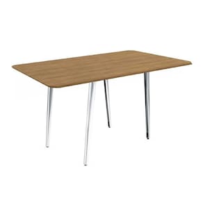 Mesa de Sala Jantar Iguaçu Aço c/Tampo Madeirado 160x90cm Cromada/Nogueira - Kappesberg