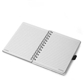 Caderno De Anotações com Caneta Aspiral e Elástico Cinza