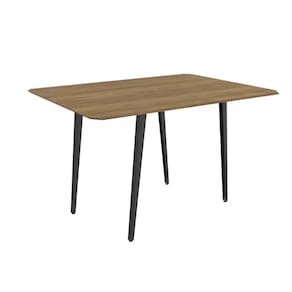 Mesa de Sala Jantar Iguaçu Aço c/Tampo Madeirado 160x90cm Preto Fosco/Nogueira - Kappesberg