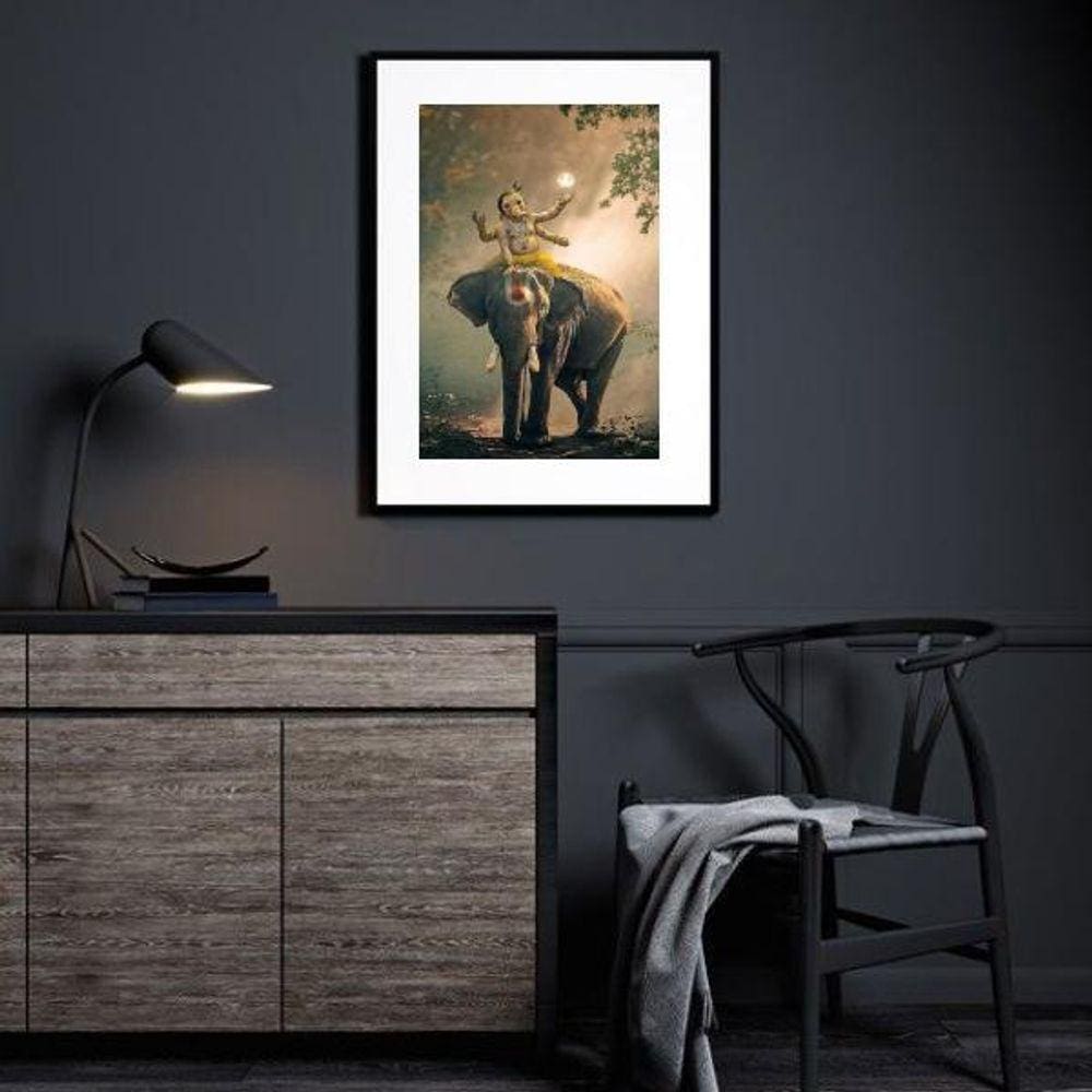 Quadro Lord Ganesha Elefante - 60X48Cm