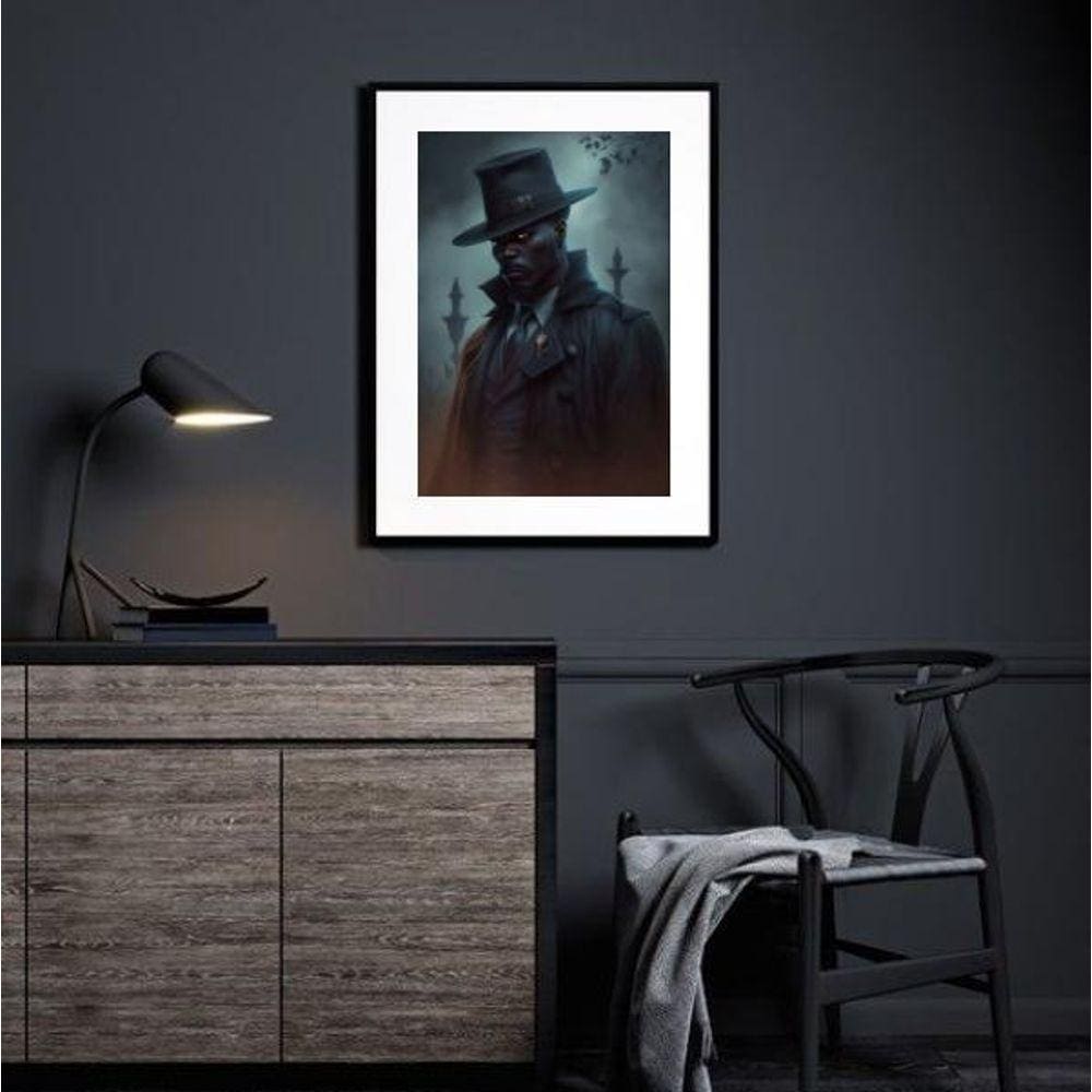 Quadro Umbanda Exu Capa Preta - 60X48Cm