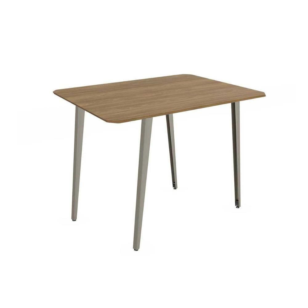 Mesa de Sala Jantar Iguaçu Aço c/Tampo Madeirado 136x90cm Nogueira/Niquel - Kappesberg