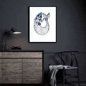 Quadro Decorativo Minimalista Iemanjá Sereia - 60X48Cm