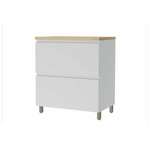 Gabinete de Cozinha Modulado Balcão Rainha 1 Porta Basculante e 1 Gaveta c/ Tampo 80cm Branca/Nature - Nesher