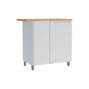 Gabinete de Cozinha Modulado Balcão Rainha Canto Reto Dir/Esq 1 Porta c/Tampo 92cm Branca/Nature - Nesher