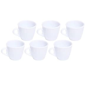 Kit 6 Xicaras Em Acrílico Cristal Café - Chá Decor - Branca