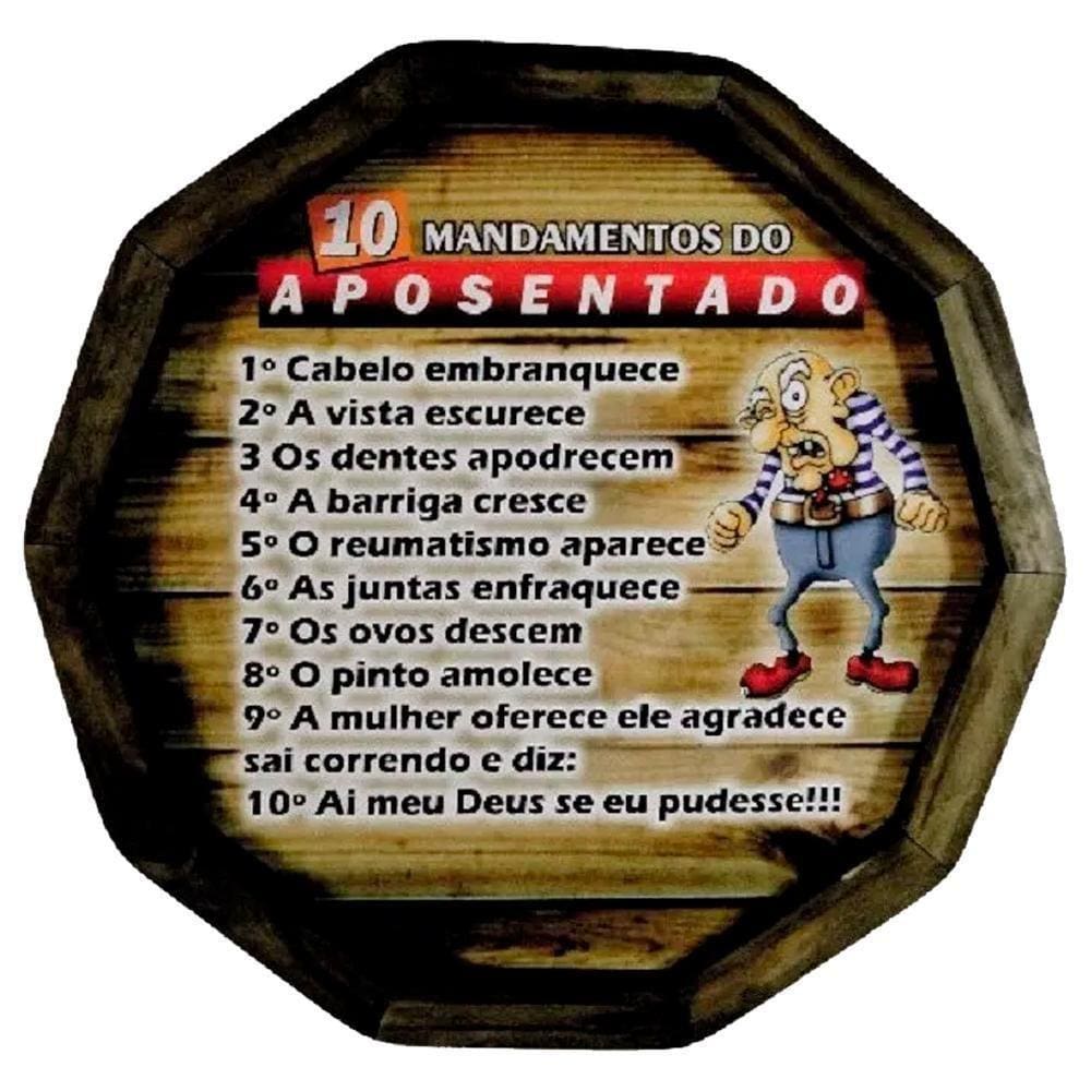 Quadro Tampa Barril Em Madeira Rústica Os 10 Mandamentos Do