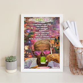 Quadro Decorativo Cartola- Trecho Música 33X24Cm - Com Vidro