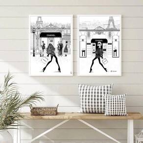 Kit 2 Quadros Decorativos Fashion- Mulheres Moda 24X18Cm