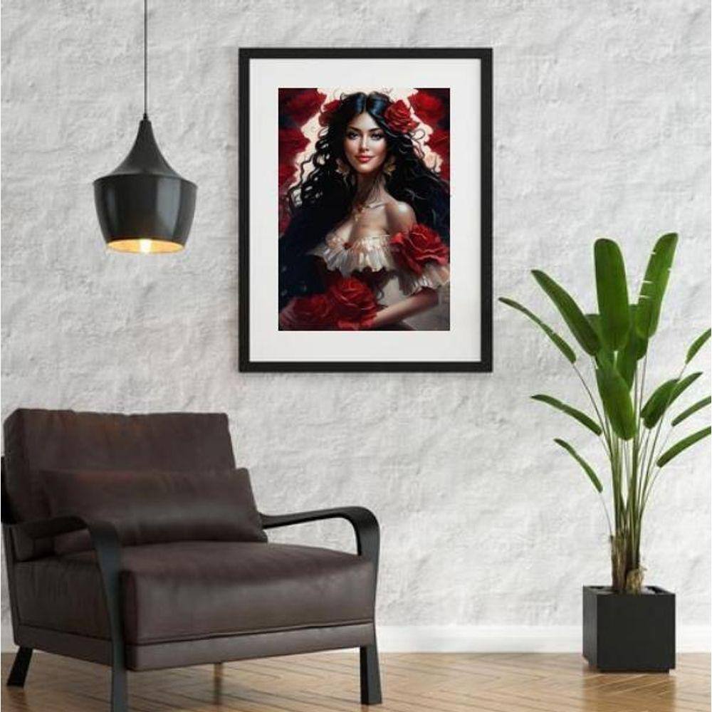 Quadro Cigana Rosa Vermelha - 60X48Cm