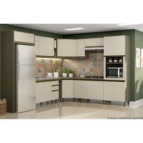 Cozinha Modulada Henn Connect 19 Peças (5Armários+5 Balcões+1Paneleiro+8Complementos) C19P02 Duna/Cristal-Henn