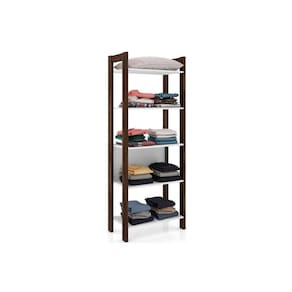 Guarda Roupa Closet Modulado AZ1005 c/ 5 Prateleiras cor Branco/Nogal - Tecno Mobili