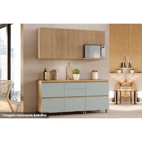Cozinha Modulada Completa Rainha 4 Peças C4P22 Nature/Verde - Nesher