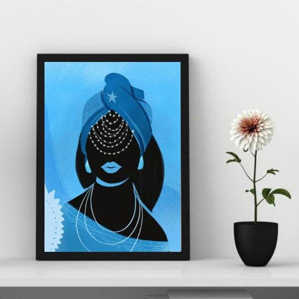 Quadro Decorativo Orixá- Iemanjá 33X24Cm - Com Vidro