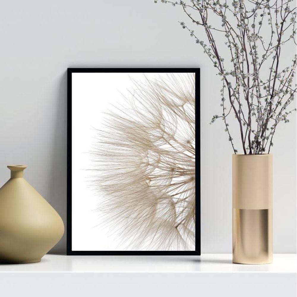 Quadro Decorativo Flor Dente De Leão Branca 45X34Cm - Vidro