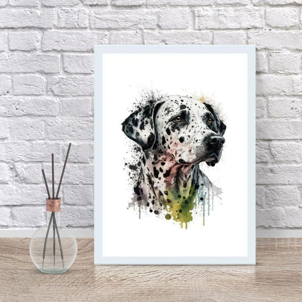 Quadro Decorativo Dálmata Aquarela 24X18Cm