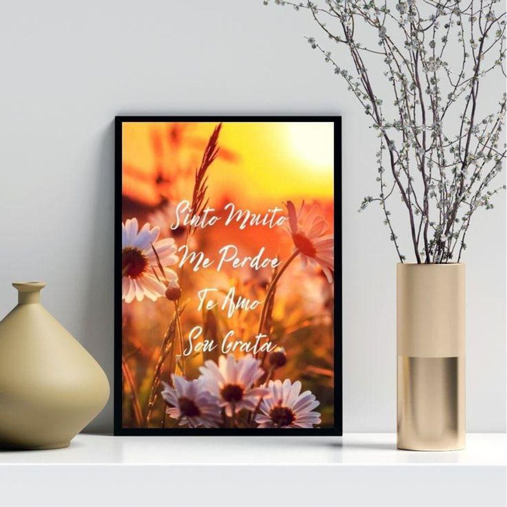 Quadro Decorativo Ho` Oponopono Mágico- Flores 33X24Cm Vidro