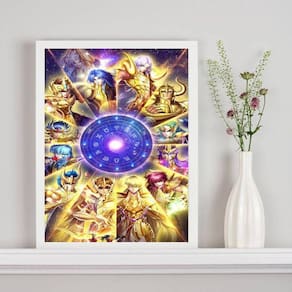 Quadro Decorativo Cavaleiros Zodíaco 24X18Cm - Com Vidro