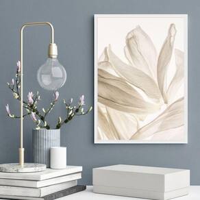 Quadro Decorativo Pétalas Brancas Fundo Branco 24X18Cm