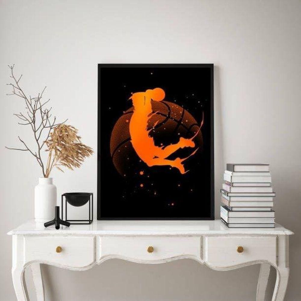 Quadro Decorativo Basquete- Jogador E Bola 33X24Cm