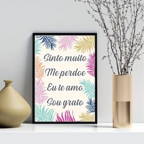 Quadro Decorativo Ho` Oponopono Mágico- Folhas 45X34Cm