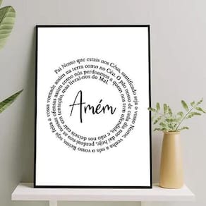 Quadro Minimalista Oração Pai Nosso Espiral 33X24Cm - Vidro