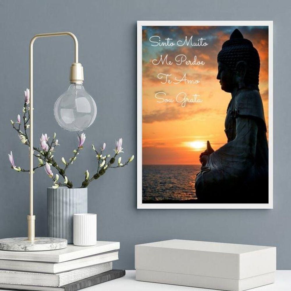 Quadro Decorativo Ho` Oponopono Mágico- Buda 33X24Cm