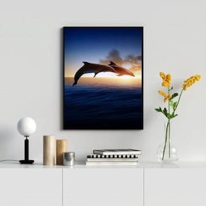 Quadro Decorativo Casal De Golfinhos 33X24Cm