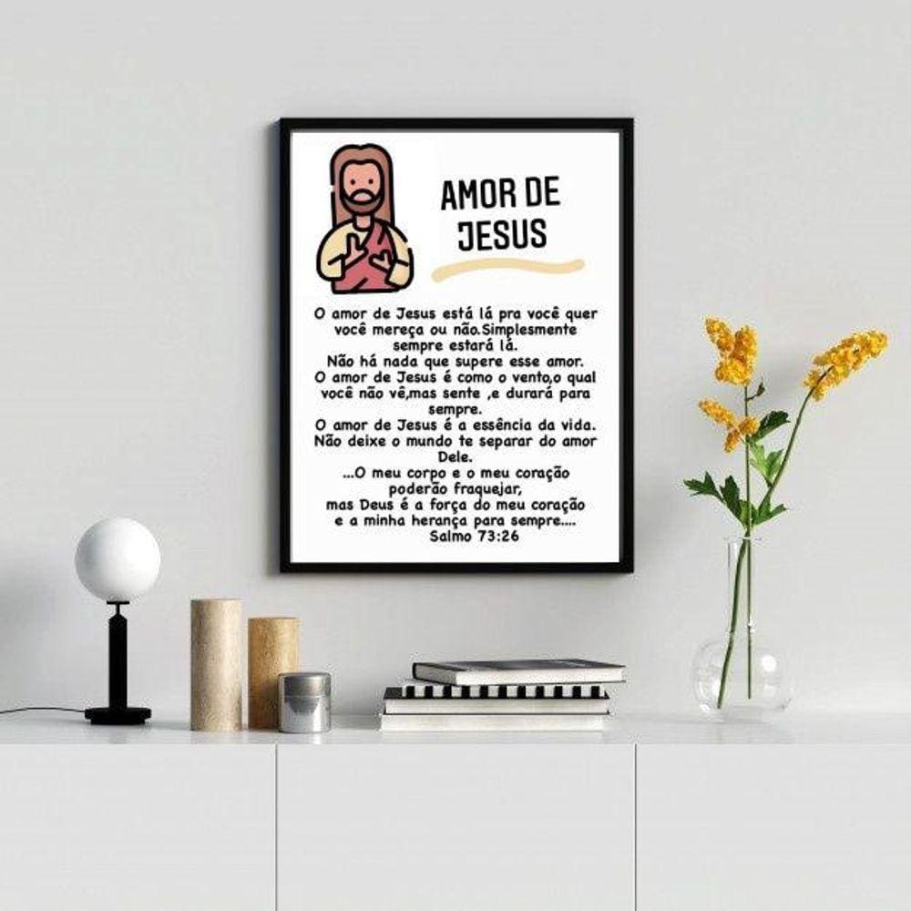 Quadro Decorativo O Amor De Jesus 45X34Cm - Com Vidro