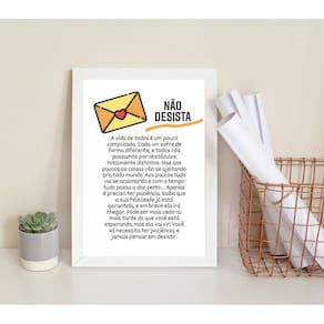 Quadro Decorativo Não Desista- Reflexão 33X24Cm - Com Vidro