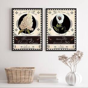 Kit 2 Quadros Decorativos Vintage Flores Paris 45X34Cm Vidro