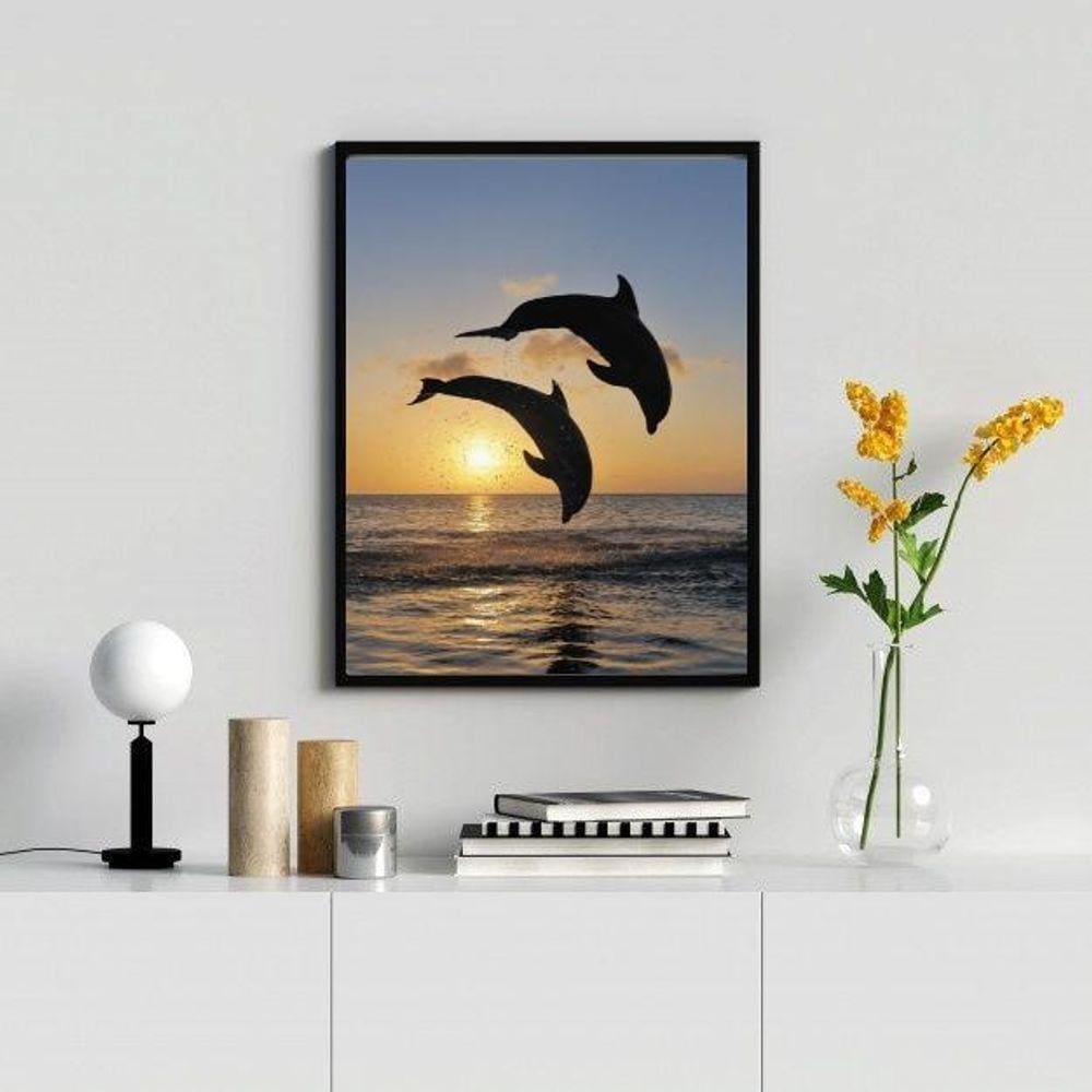 Quadro Decorativo Fotografia Golfinhos 45X34Cm