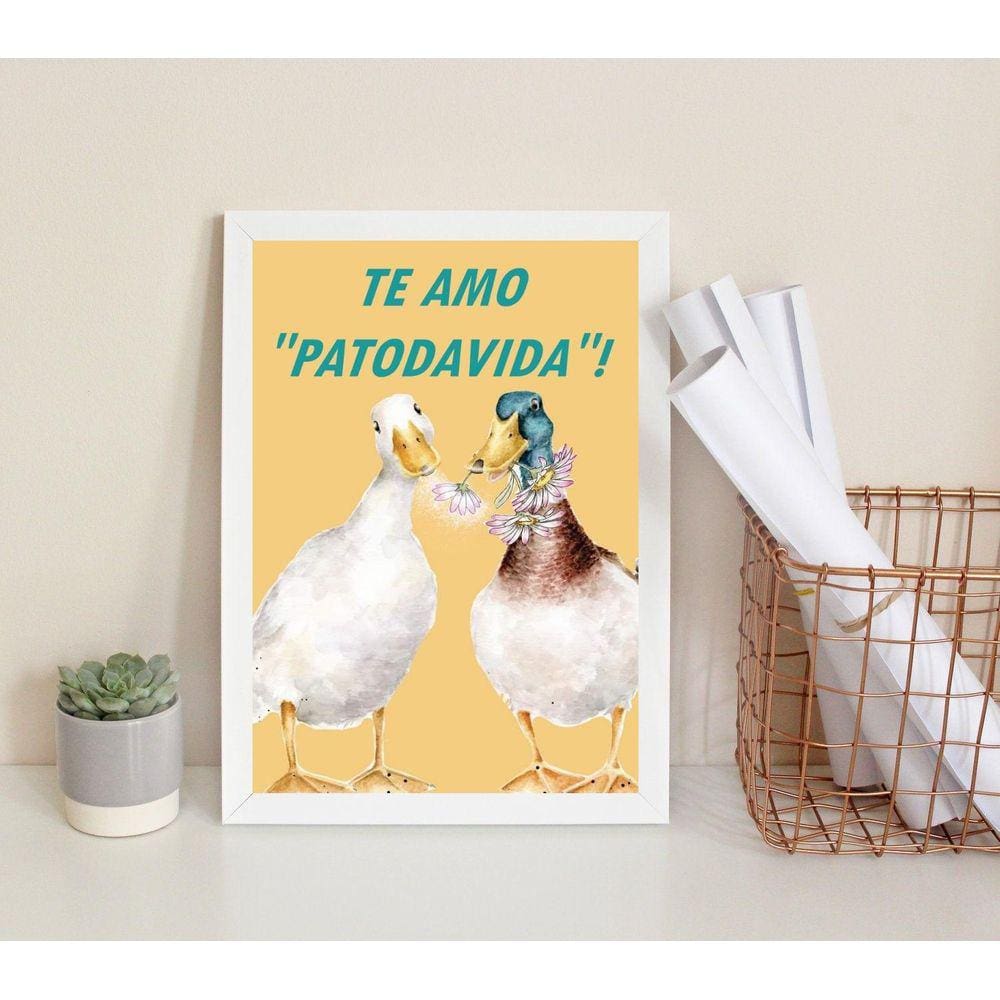 Quadro Decorativo Te Amo Patodavida 45X34Cm - Com Vidro