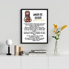 Quadro Decorativo O Amor De Jesus 33X24Cm - Com Vidro