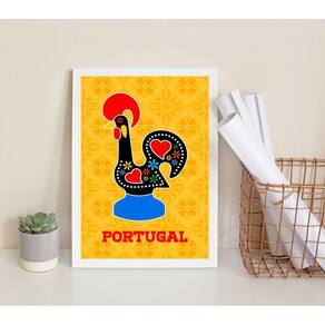 Quadro Decorativo Galo Barcelos- Portugal 33X24Cm - Vidro