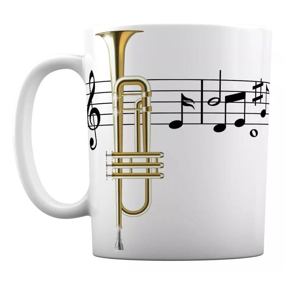 Caneca Instrumento Musical Trompete Notas Musicais Música