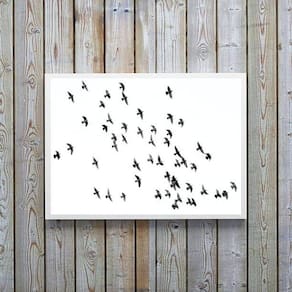 Quadro Decorativo Minimalista Pássaros Voando 33X24Cm Vidro