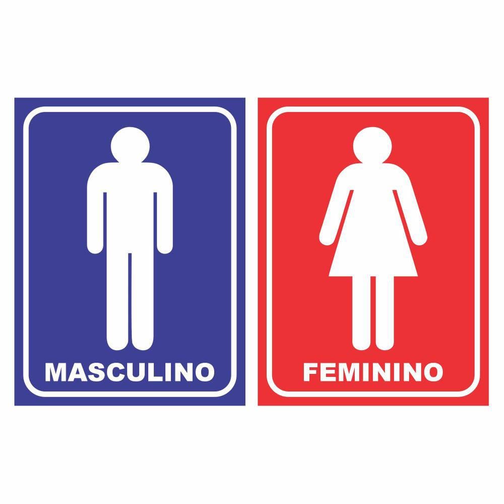 Kit Placas Sinalizadoras Banheiro Masculino Feminino Pvc
