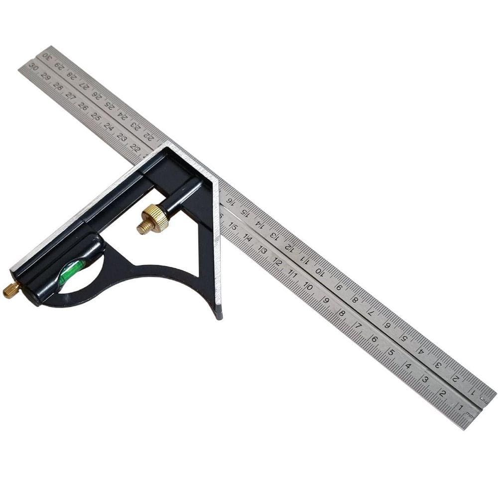 Esquadro Combinado Com Nível Régua 300Mm Inox Profissional