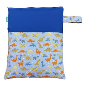 Saco Impermeável Grande Organizador Fralda Roupa Suja Limpa - Mini Dino Azul