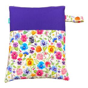 Saco Impermeável Grande Organizador Fralda Roupa Suja Limpa - Flores Violeta