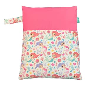 Saco Impermeável Grande Organizador Fralda Roupa Suja Limpa - Sereia Rosa Chiclete