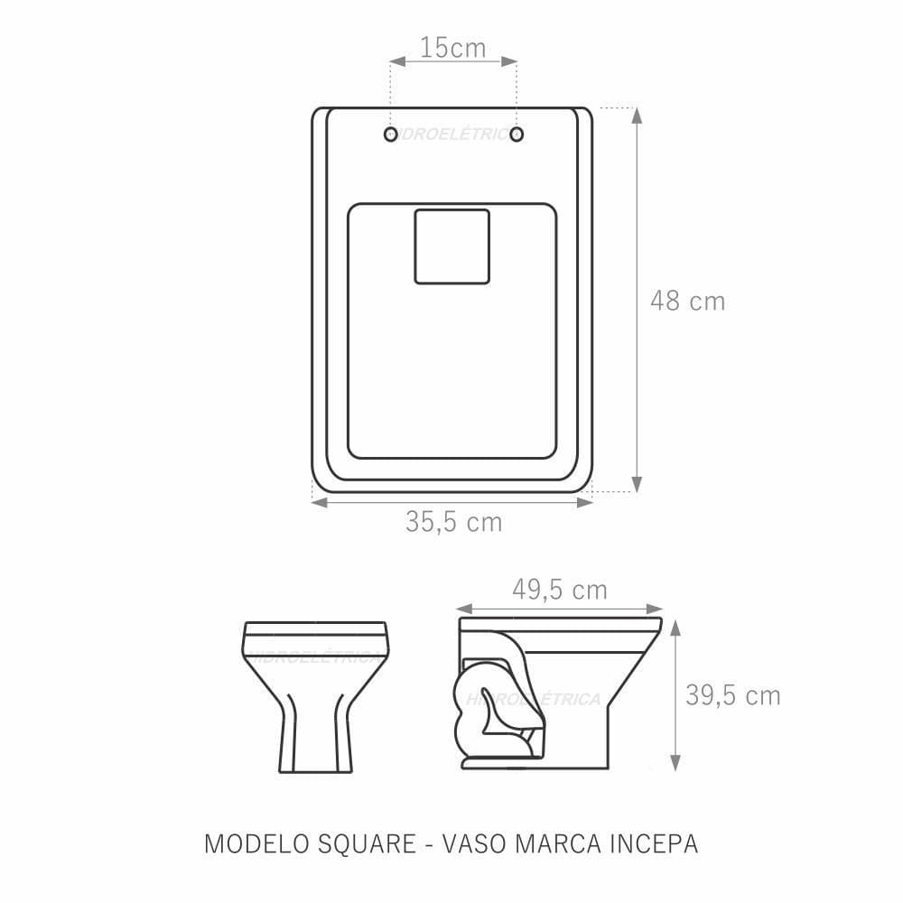 Tampa De Vaso Square Mogno Para Bacia Incepa Em Mdf Laqueado