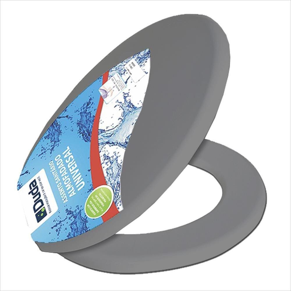 Assento Sanitário Almofadado Oval Duda Cinza Escuro