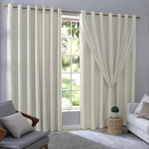 Cortina Blackout Com Voil 280X230 Corta Luz Pvc Sala/Quarto
