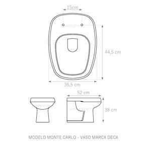 Assento Sanitário Monte Carlo Mogno Tampa Para Vaso Deca Mdf